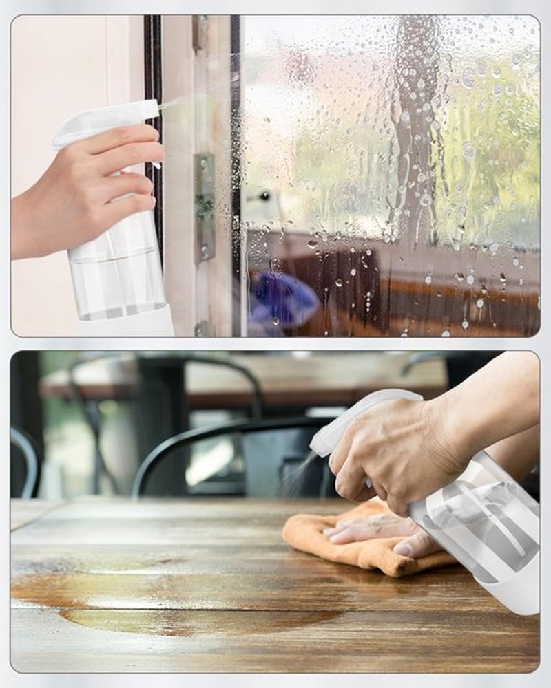 Roinisor Glass Spray Bottles with Silicone Sleeve Protection, Empty 16OZ Reusable Spray Bottles, Refillable Containers with Spray Nozzles for Cleaning Solutions, Plants and Essential Oils 1 Pack White