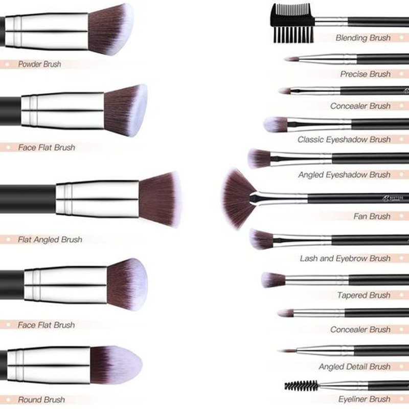 Makeup Brushes Makeup Brush Set, BESTOPE PRO Makeup Brushes Kit, 16Pcs Professional Makeup Brush Set for Eye and Face, Foundation Powder Concealers Blush Eyeshadow Brush Make UP Brushes Kit Silver