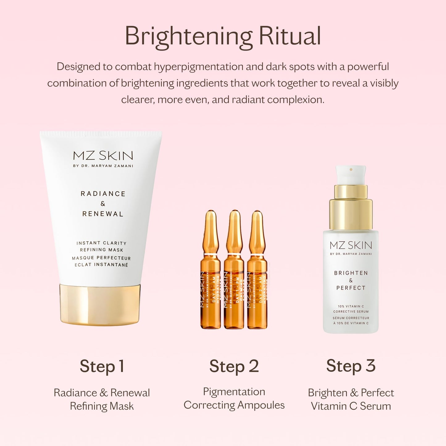 MZ SKIN Brighten & Perfect Vitamin C Serum, 10% Brightening Treatment for Dark Spots, Pigmentation to Reveal Glowing Renewed Skin, With Tranexamic Acid, 1.01 fl oz