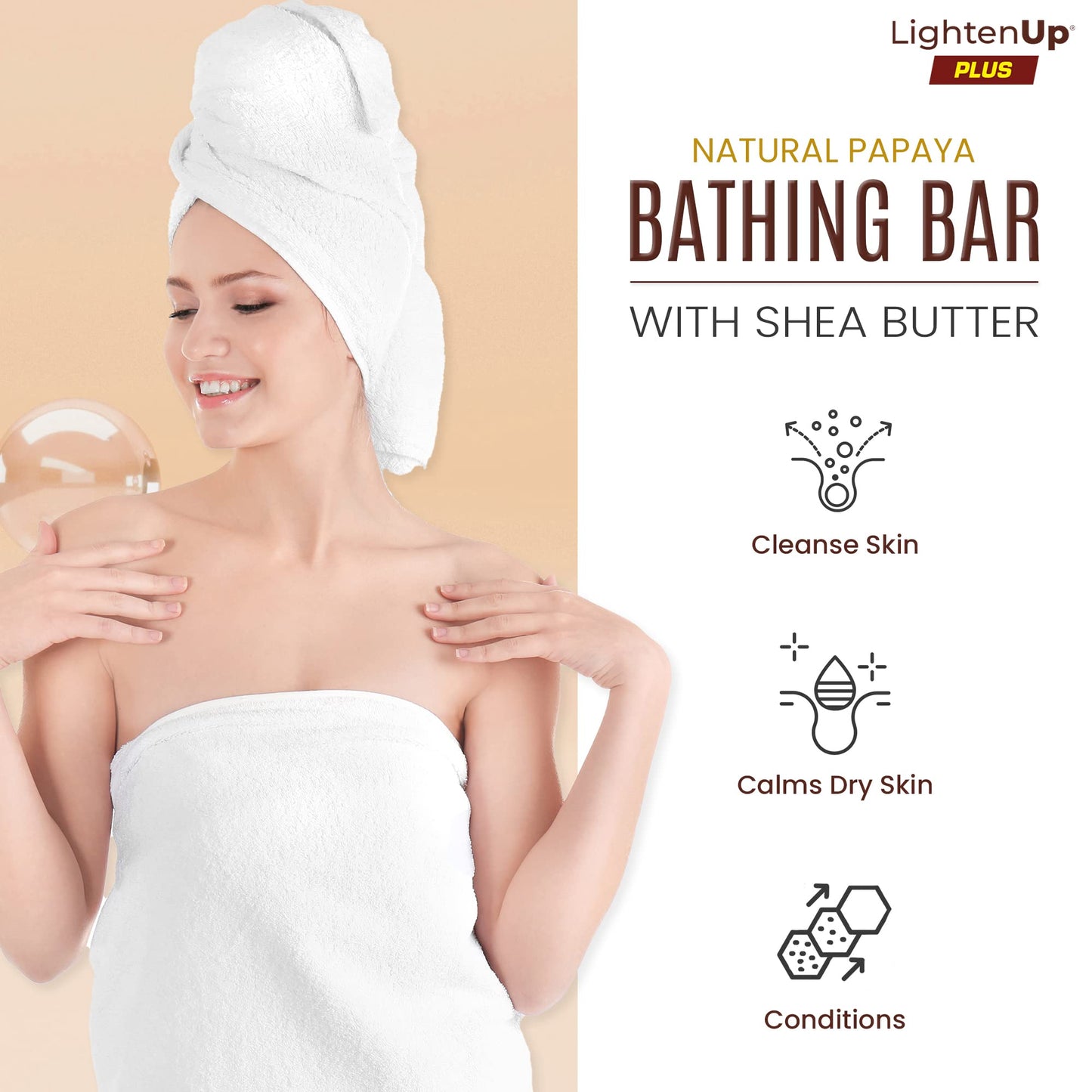 Lighten-Up Papaya Soap - 3.38 fl oz / 100 g- Natural Papaya Bar - Moisturizing Exfoliating Soap, Coconut Oil & 4% Shea Butter - Brightening for All Skin Types