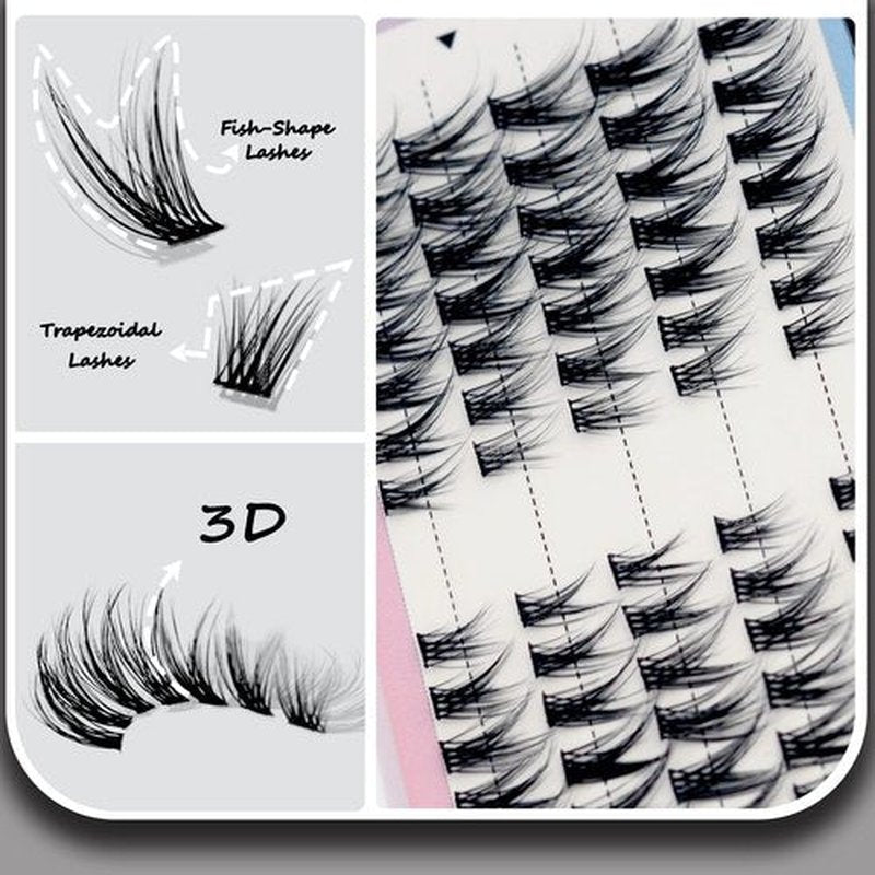 Bluesmurfs Individual False Lash, Cat Eye & Foxy Eye Lashes, DIY Faux Mink Natural Look Fake Eyelashes, 70 Individual Lash Clusters, 8-16mm