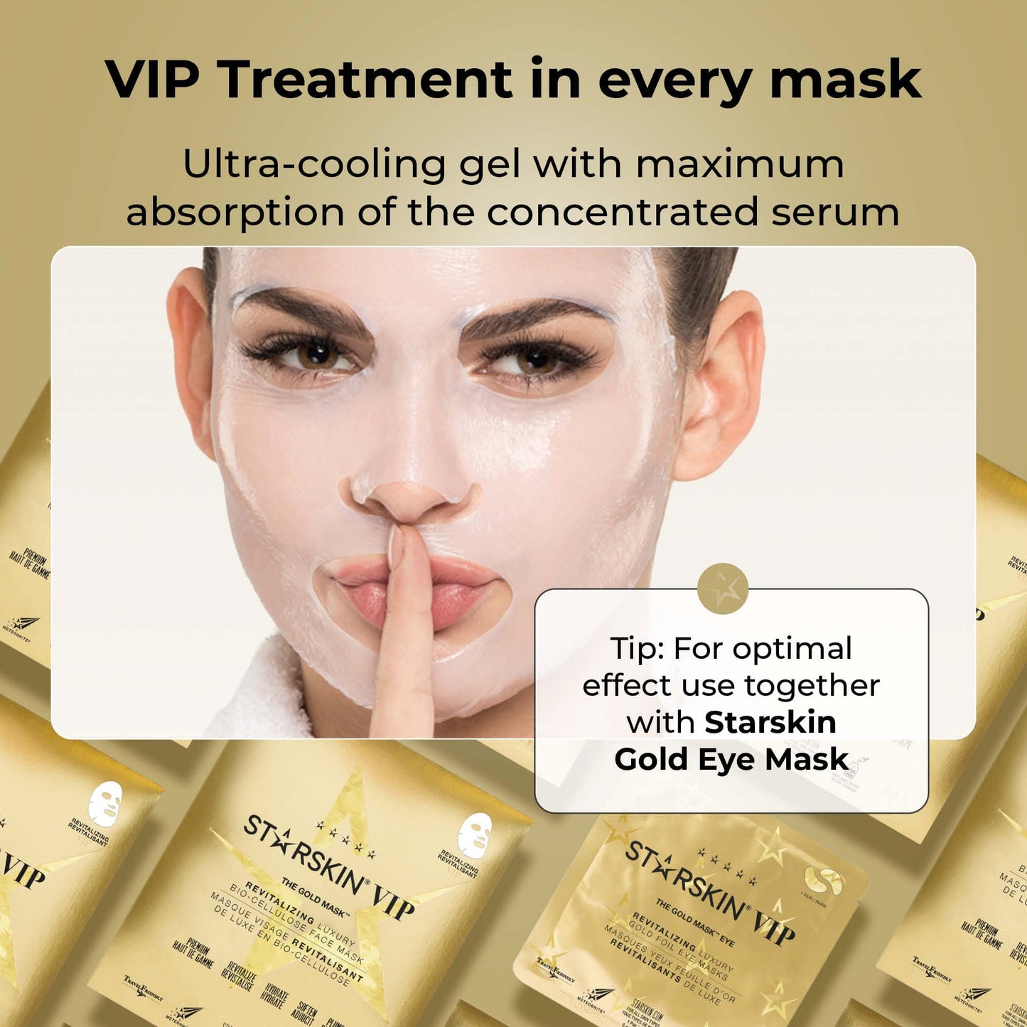 STARSKIN VIP Gold Mask Face, Coconut Bio-Cellulose Revitalizing Face Mask for all Skin Types, Korean Skin Care, Instant Hydration and Plump, Moisturizing and Nourishing, K-Beauty (Pack of 1)
