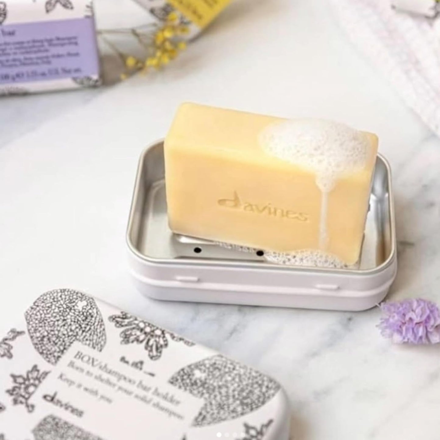 Davines Cleansing Bar, Solid Cleansing Shampoo Bar, Body Wash Bar, Packed in 100% FSC Paper Wrapper, Recyclable, and Aluminium Case Holder