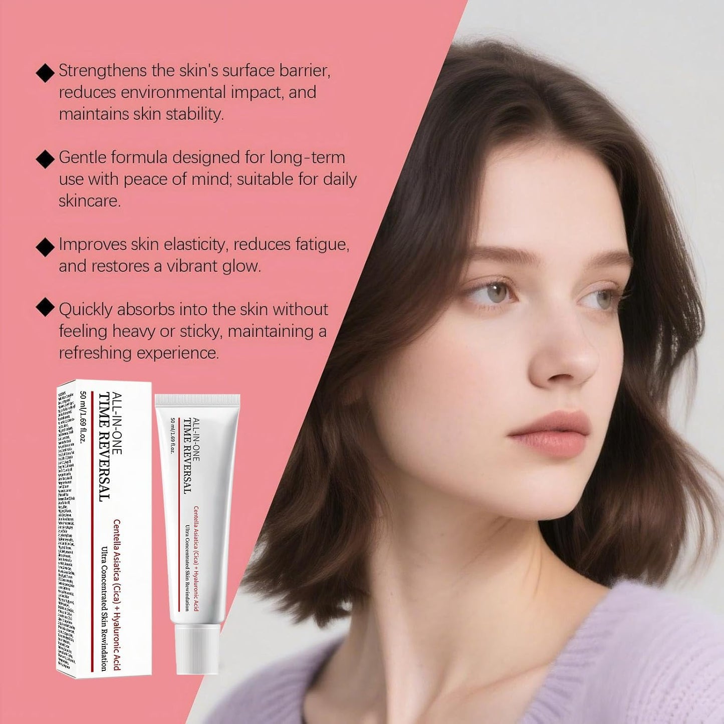 BSpecter 2Pcs Time Reverse Cream, All-In-One Face Moisturizer Cream with Centella Asiatica (Cica), Deeply Hydrating & Nourishing Skin, Firms & Reduces Wrinkles, Collagen & Hyaluronic Acid