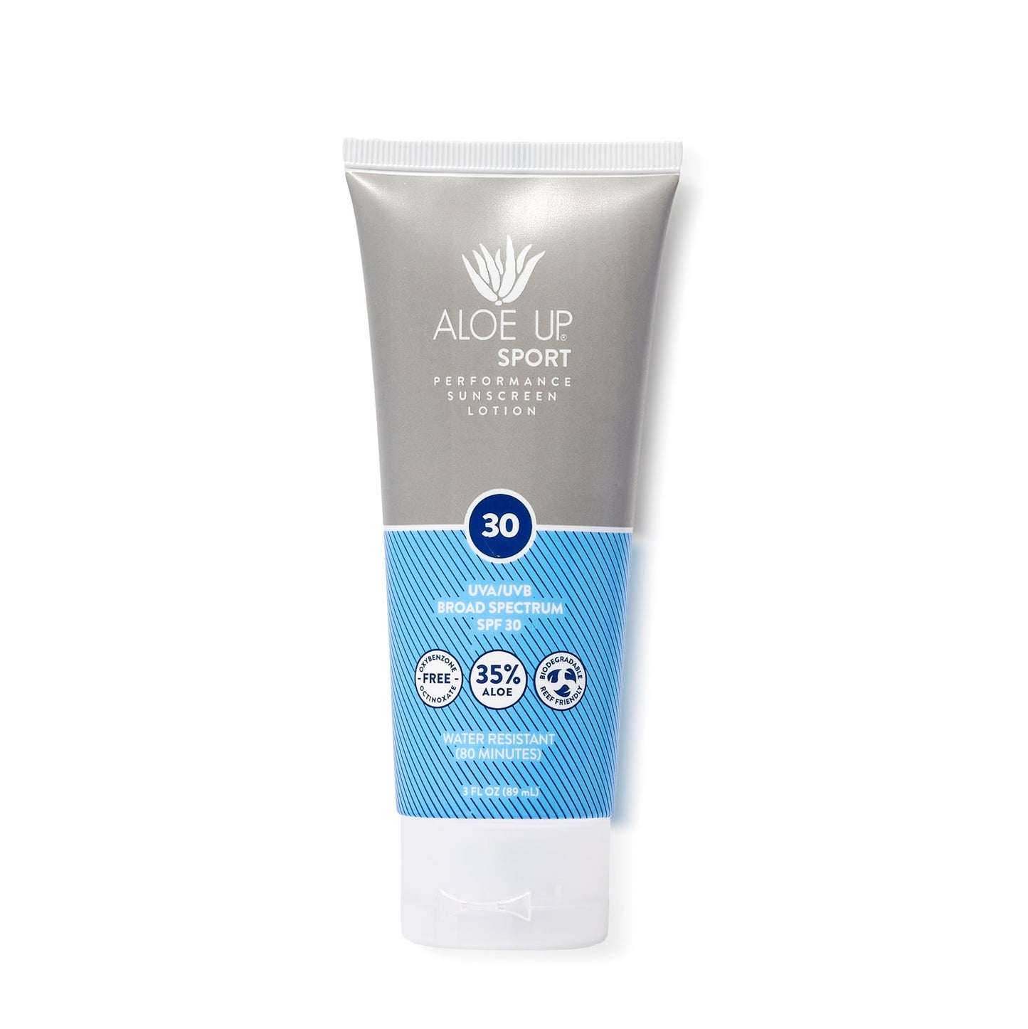 Aloe Up Sport Sunscreen Body Lotion SPF 30 | Broad Spectrum Sunblock Aloe Vera Gel | Non-Greasy,Skin Sun Protection, No White Cast |, Water Resistant 80 Minutes | Fragrance-Free, 3 Oz