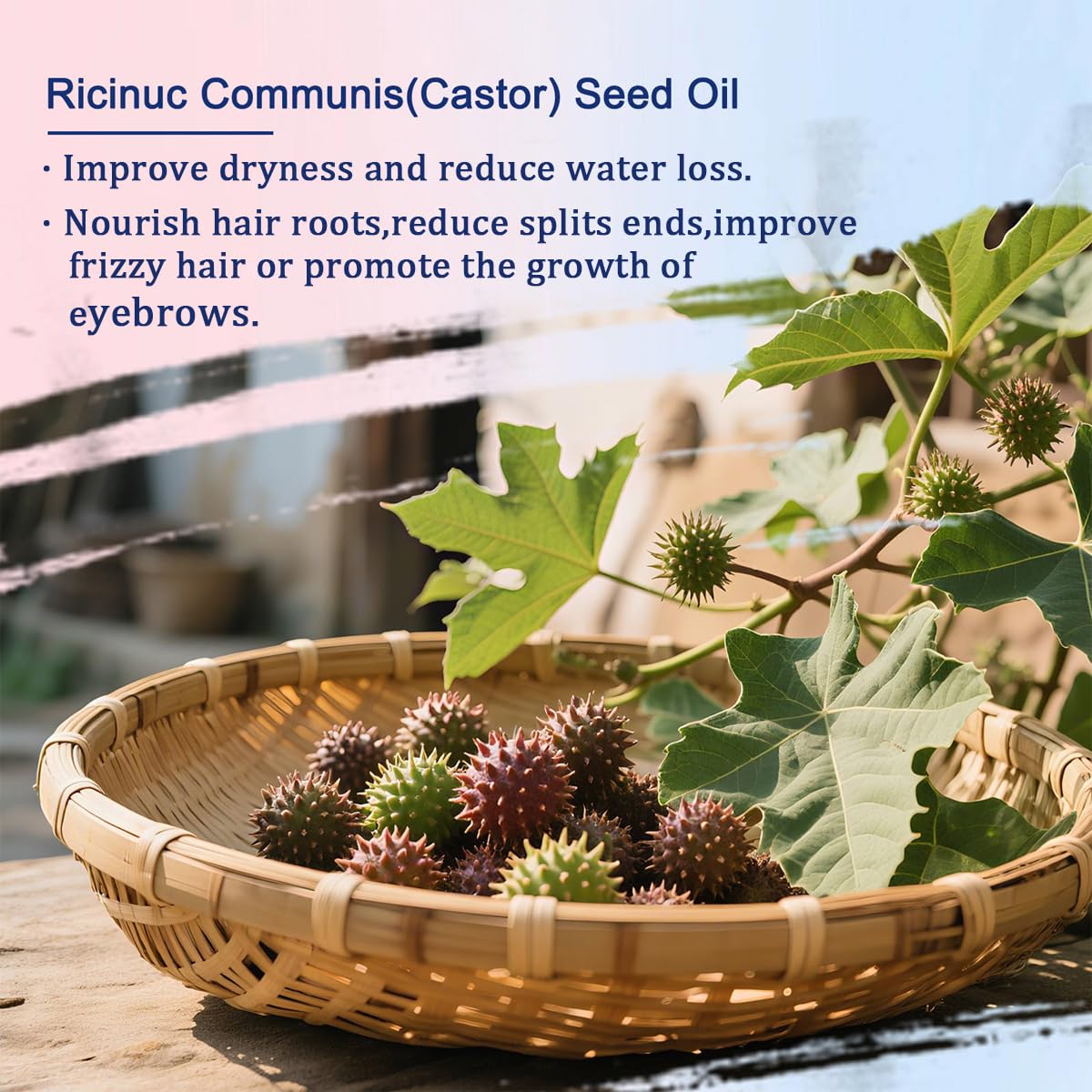 WenFeng Organic Castor Oil Roll On with Rose Quartz Roller Ball