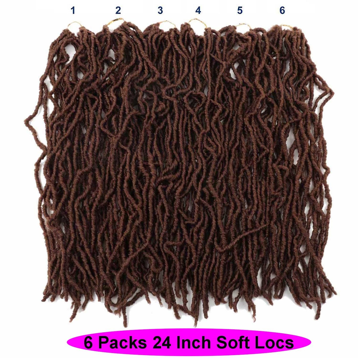 6 Packs Soft Locs Crochet Hair Pre Looped 24 Inch Faux Locs Crochet Braids Goddess Locs Dreadlocs Synthetic Hair For Black Women (24 Inch 6PACK 30#)