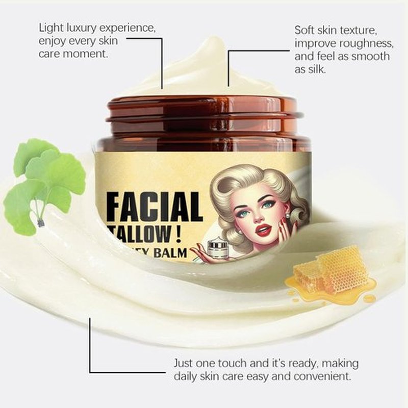 Whipped Beef Tallow and Honey Balm for Face, Beef Tallow Face Moisturizer, Grass Fed Grass Finished Face Cream, Body Lotion, Beef Tallow for Skin