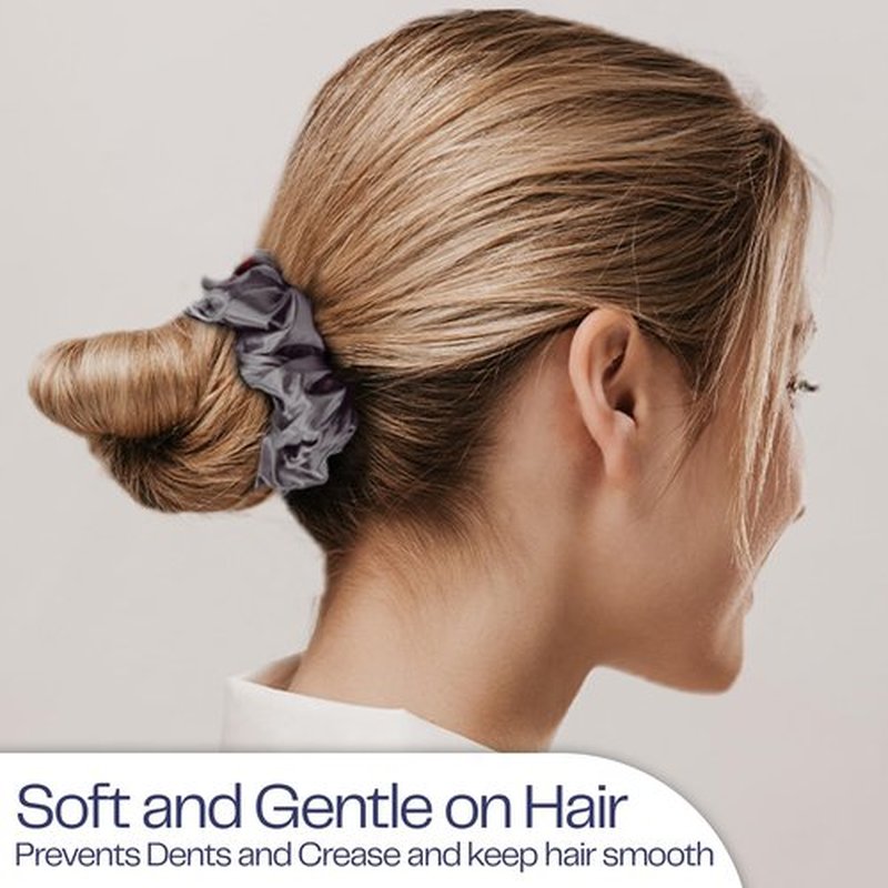 Celestial Silk Mulberry Silk Scrunchies for Hair (Charcoal)