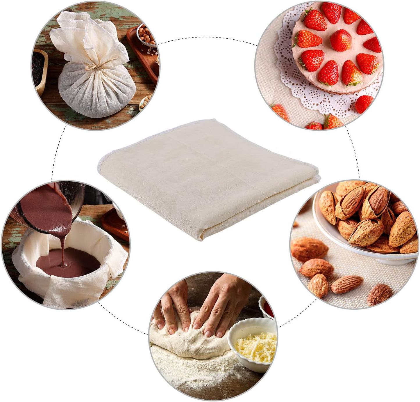 Muslin Cloths - 5 Pack Reusable Cheesecloths | 100% Unbleached Cotton Strainers (50 x 50 cm)