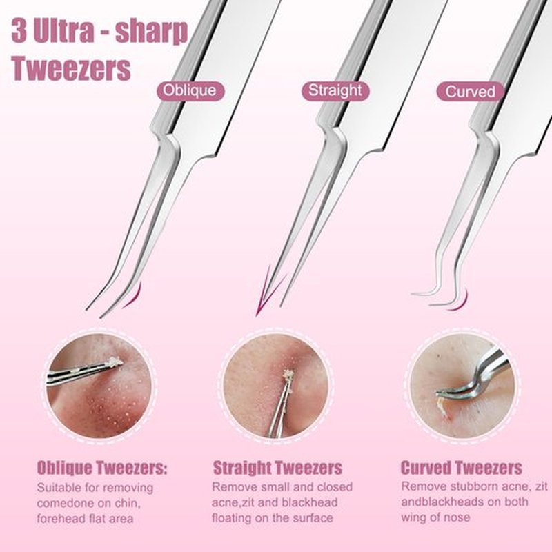 15 PCS Pimple Popper Tool Kit, MORGLES Stainless Steel Blackhead Remover Comedone Extractor Tools for Blemish, Acne, Zit, and Whiteheads for Face & Nose, Acne Tools with Metal Case (Silver)