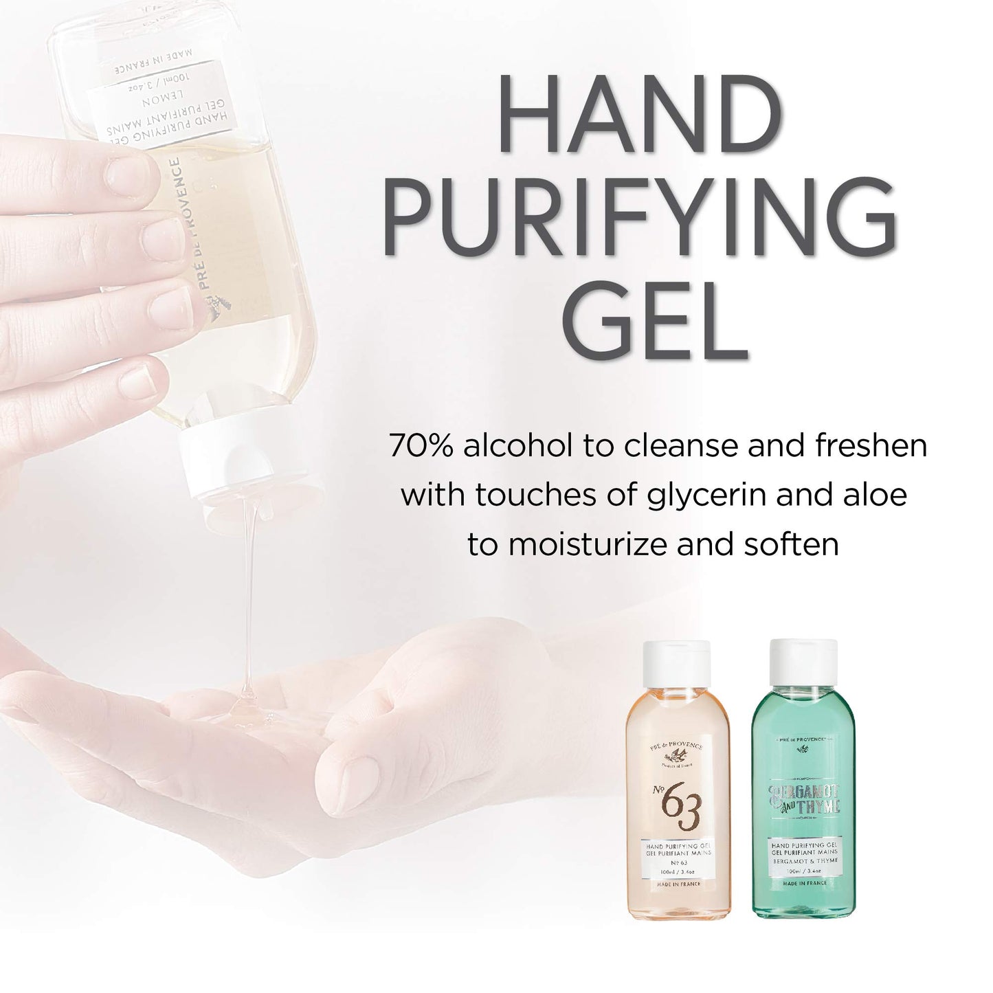 Pre de Provence Advanced Alcohol Based Hand Sanitizer Gel Moisturizes & Softens Hands, 3.4 Fluid Ounces, No. 63
