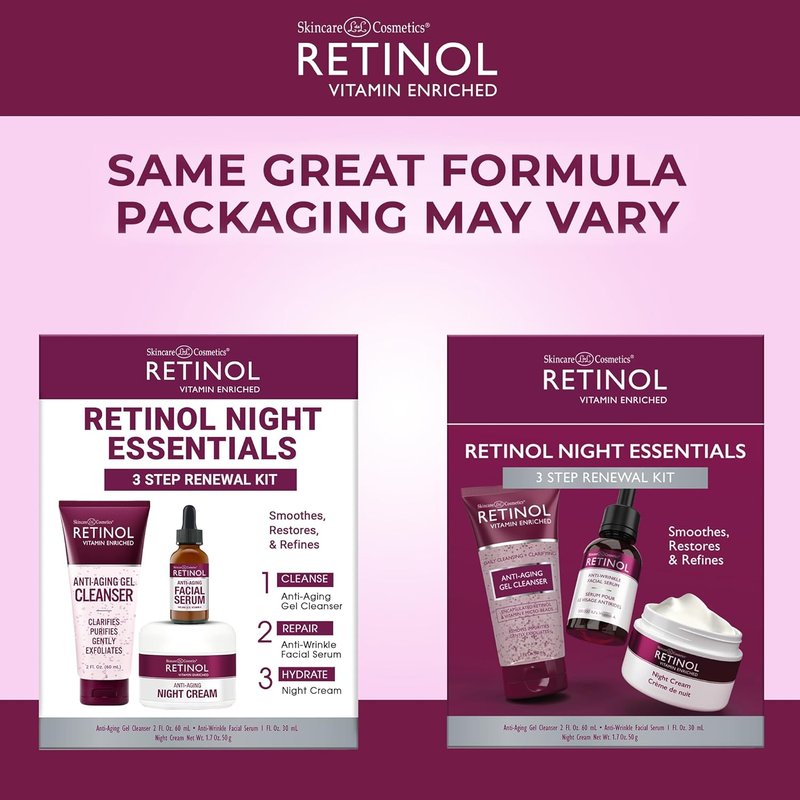LIVAURA Retinol Anti-Aging Night Essentials | 3-Step Renewal Kit for Youthful Skin - Smooth, Restore & Hydrate