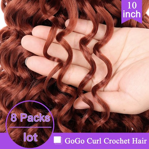 ZRQ Ginger GoGo Curl Crochet Hair 10 Inch 350 Short Beach Curl Crochet Hair For Women Water Wave Crochet hair Synthetic Deep Twist Crochet Hair (10Inch,350)