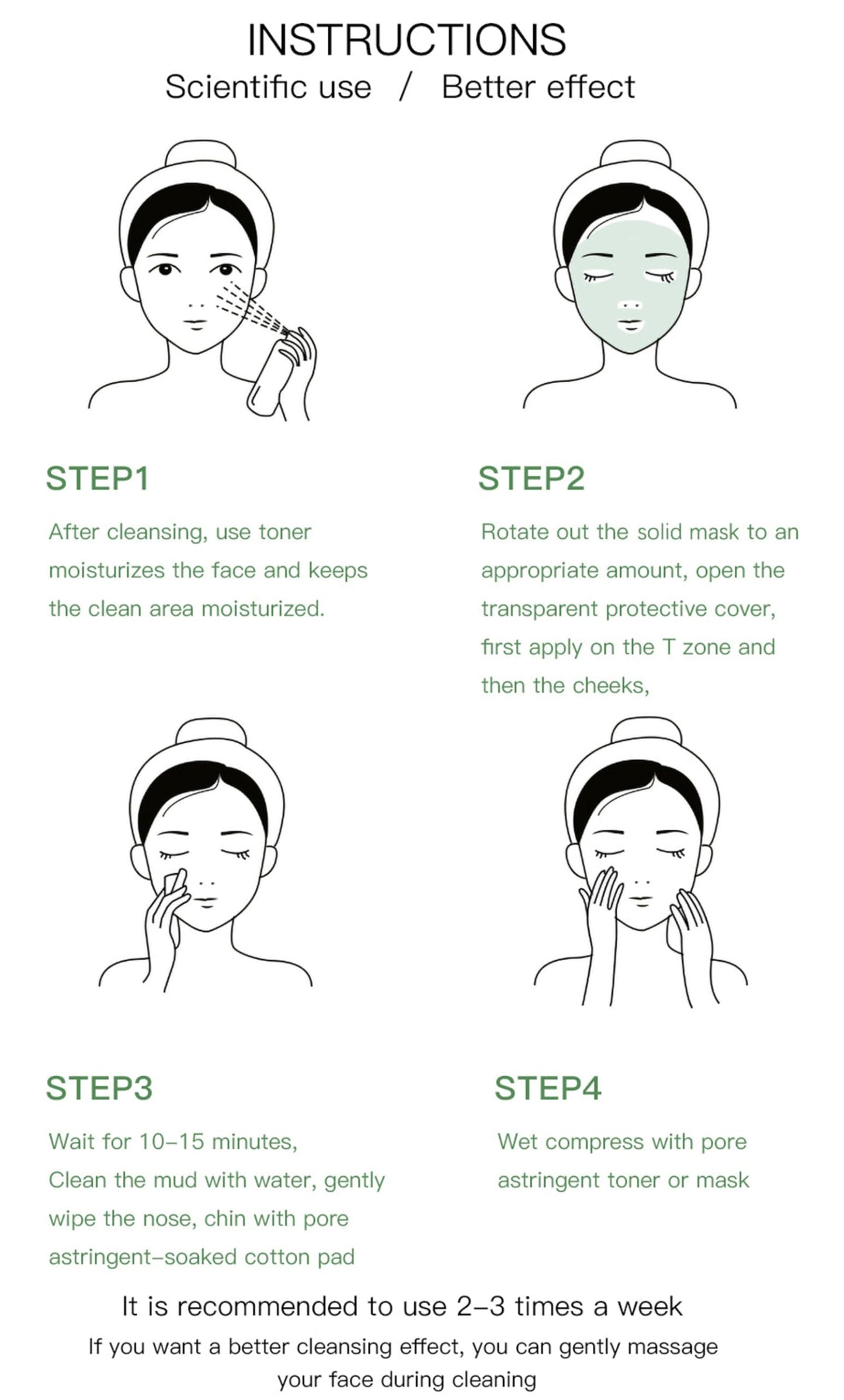 Wuxpp Green Tea Deep Cleanse Mask Stick Blackhead Remover with Green Tea Extract, Juxek Green Tea Purifying Clay Stick Mask Oil Control Cleansing Mask, Green Tea Face Mask Skincare Korean (2 Pcs)