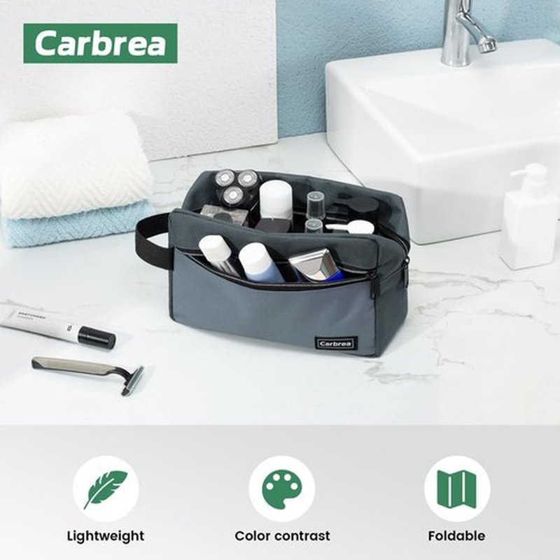 Carbrea Travel Toiletry Bag - Small Toiletry Bag for Men Skincare Bag Doop Kit for Toiletries Accessories Gifts - Grey
