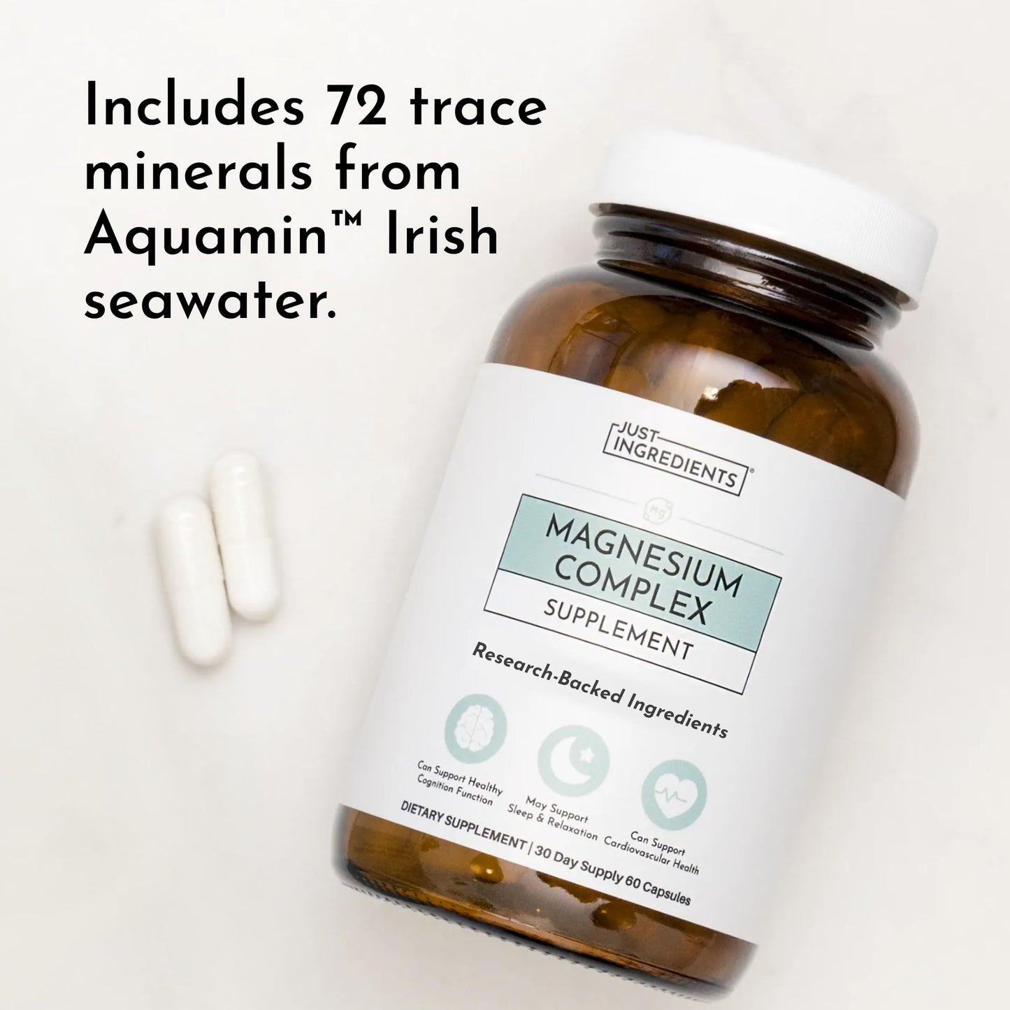 Just Ingredients Magnesium Complex - Five Bioavailable Forms for Relaxation, Sleep, Mood Support - Capsules - 60 Count