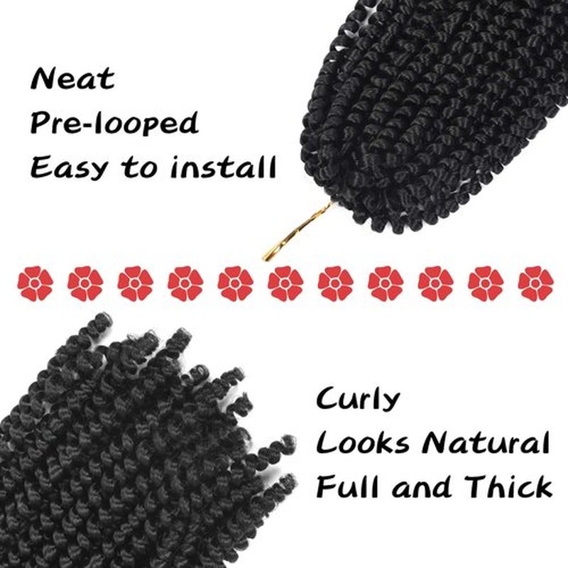 Bileaf 6 Packs Spring Twist Hair 8 Inch Spring Twist Crochet Hair Fluffy Spring Twists Bomb Twist Synthetic Fiber Spring Twist Crochet Braids Low Temperature Braiding Hair 1B