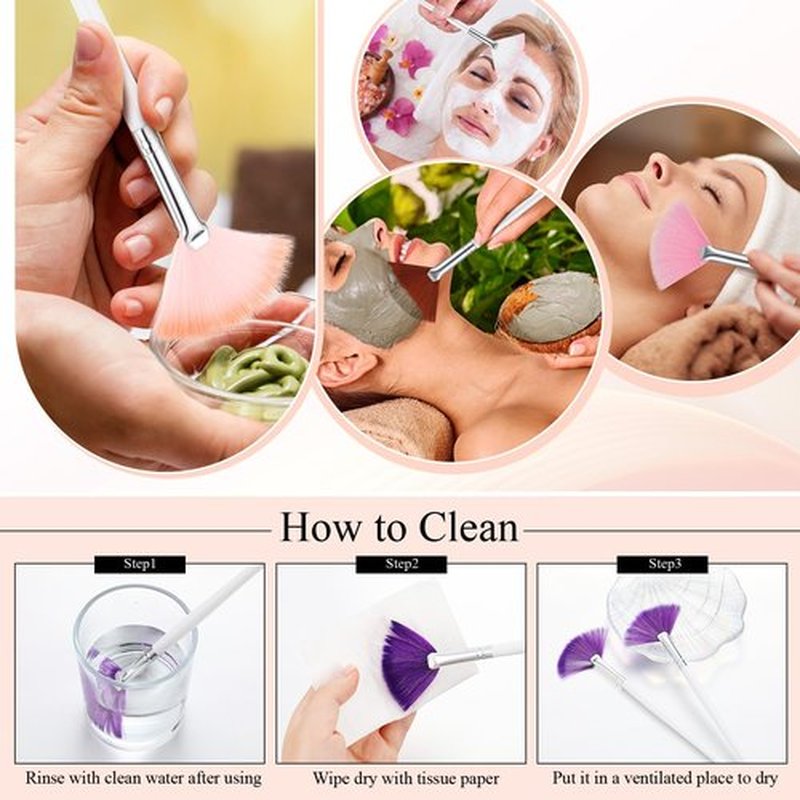 Maitys 9 Pieces Facial Brushes Fan Mask Brushes, Soft Facial Applicator Brushes Tools for Peel Glycolic Mask Makeup for Mud Cream (Multicolor)