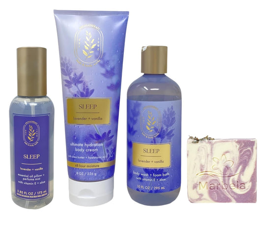Aromatherapy Sleep Lavender & Vanilla Essential Oil Mist | Hydrating Body Cream & Wash Set