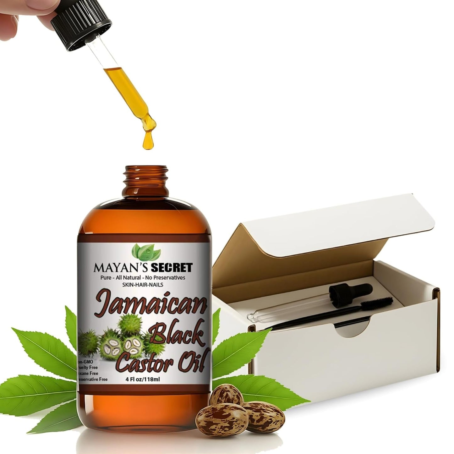 Pure Carrier and Essential Oils for Skin Care, Hair, Body Moisturizer for Face-Anti Aging Skin Care (Black Jamaican Castor Oil, 4oz)
