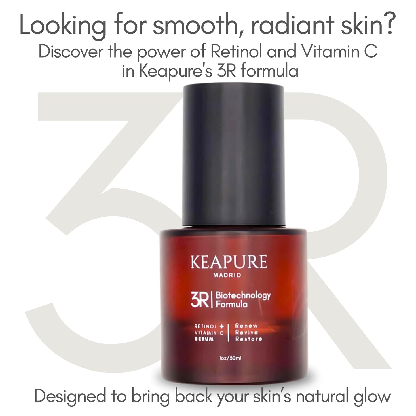 Keapure 3R Revitalizing Serum with Retinol & Vitamin C for Sensitive Skin – Hydrating, Firming, Non-Irritating Formula, 30ml