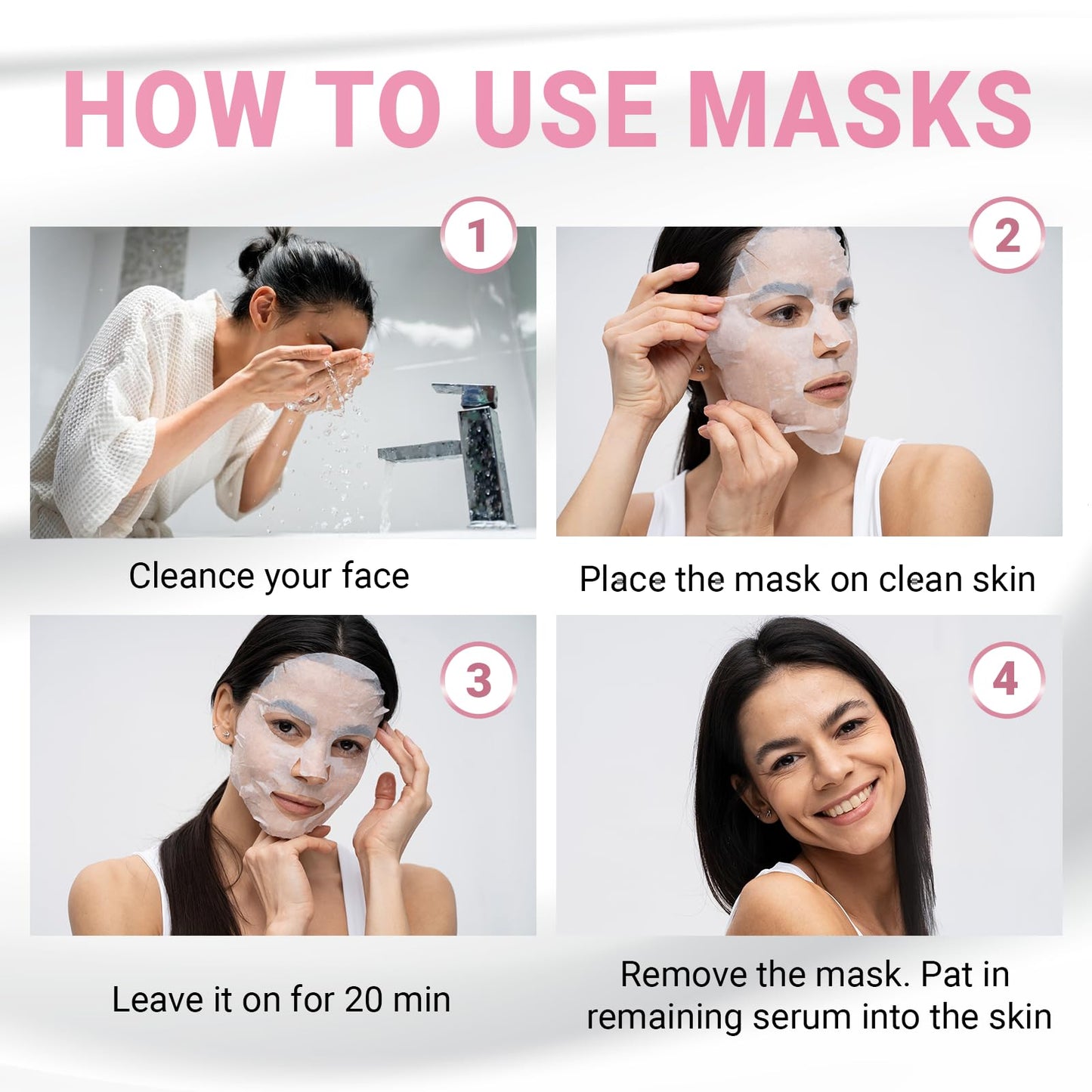 VIABEAUTY 8 Pack of Collagen Face Mask with Ceramides - Rejuvenating Facial Sheet Mask, Reduce Wrinkles & Fine Lines - Face Masks Skincare Moisturizing Collagen Mask for All Skin Types