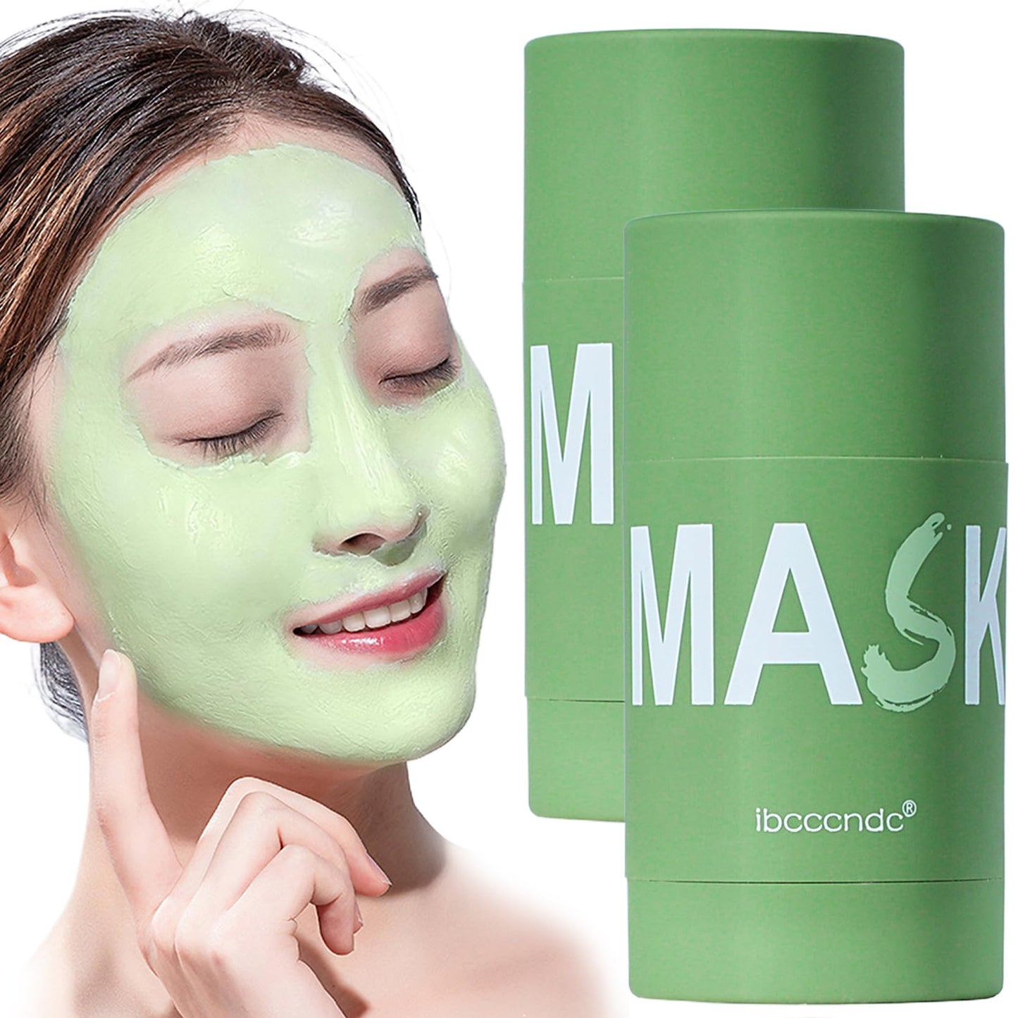 Wuxpp Green Tea Deep Cleanse Mask Stick Blackhead Remover with Green Tea Extract, Juxek Green Tea Purifying Clay Stick Mask Oil Control Cleansing Mask, Green Tea Face Mask Skincare Korean (2 Pcs)