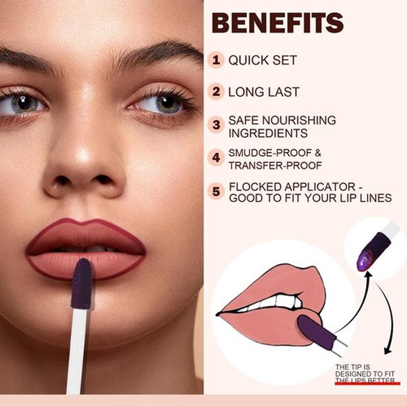 popcode Peel Off Lip Liner Stain, Infused with Nourishing Ingredients & Vitamin E, Quick Set Lip Stain Peel Off Long Lasting For All Skin Types, #004 Dark Brown