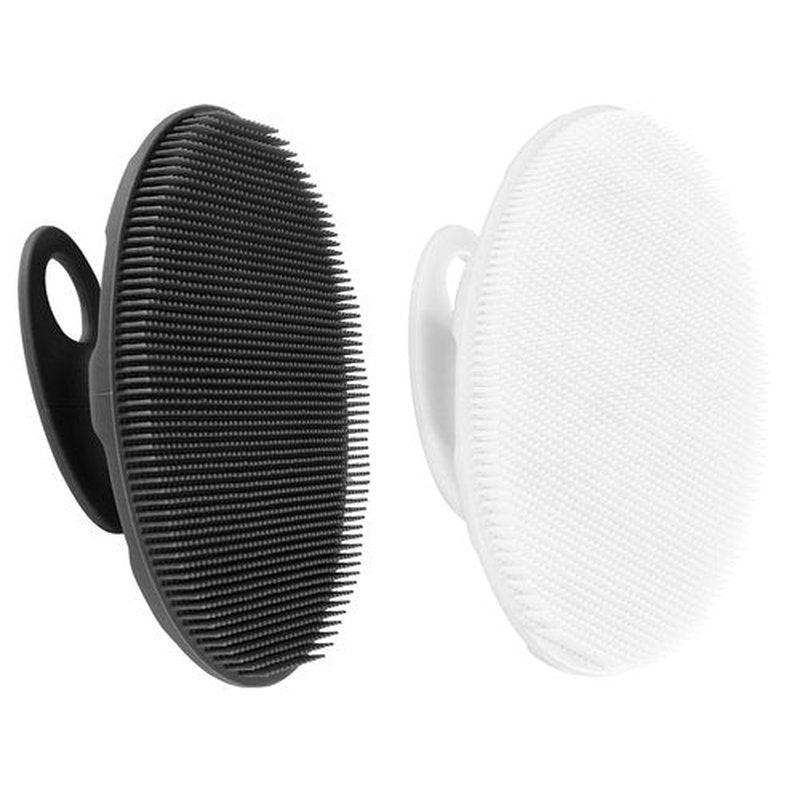 INNERNEED Food-Grade Soft Silicone Body Cleansing Brush Shower Scrubber, Gentle Exfoliating and Massage for All Kinds of Skin (Black+White)
