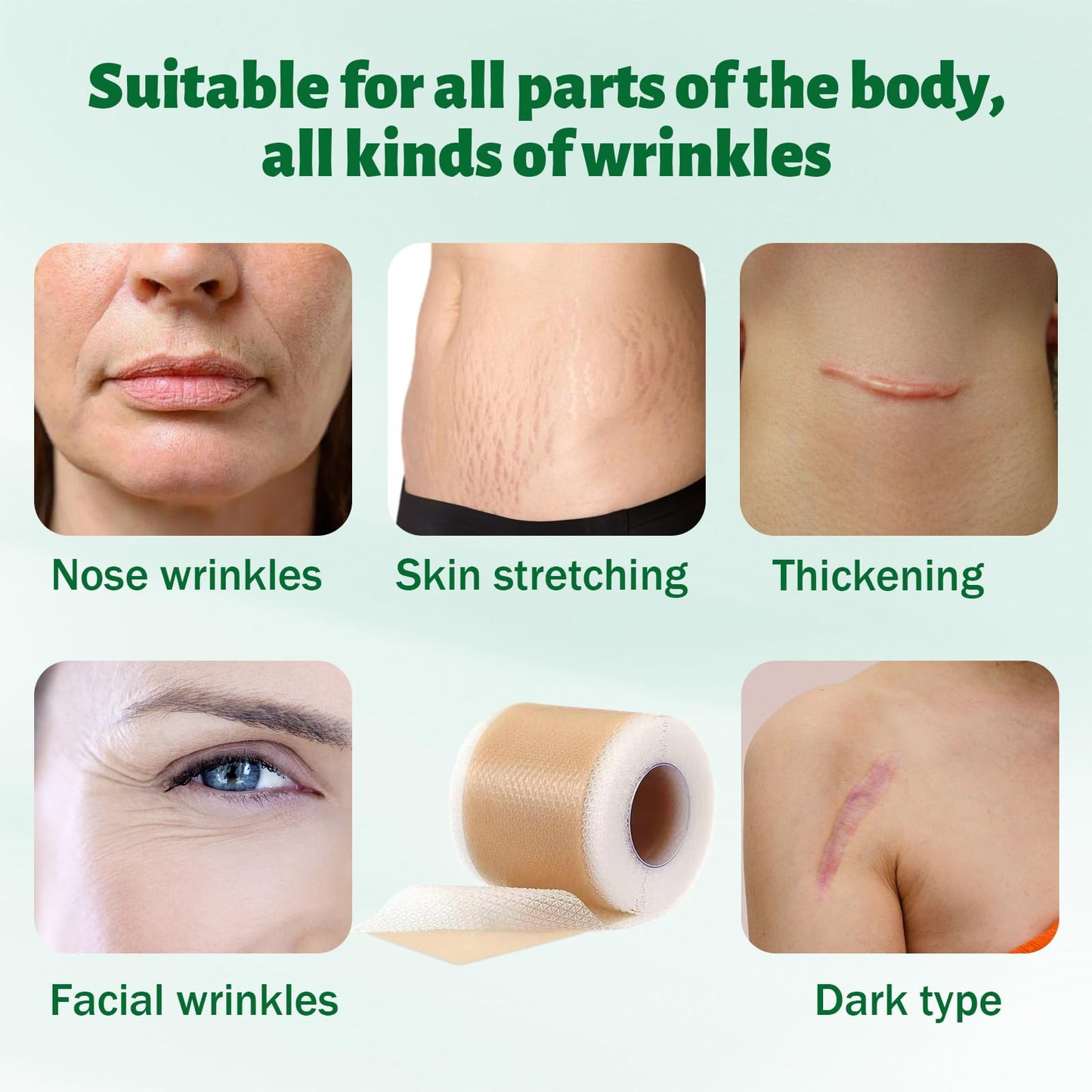 Lejuv Silicone Patches(1.6”x 60” Roll-1.5m), Silicone Face Tape Waterproof, Reusable Anti-Wrinkle Face Lift Tape, Neck Lift Tape Unisex for Firming and Tightening Skin (1PCS)