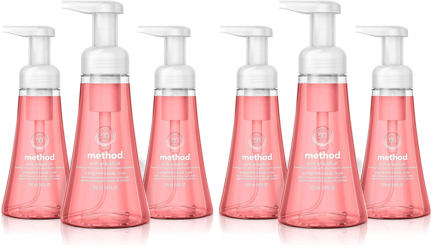 Method Foaming Hand Soap,Pink Grapefruit,10 Fl Oz,Biodegradable Formula,(Pack of 6)
