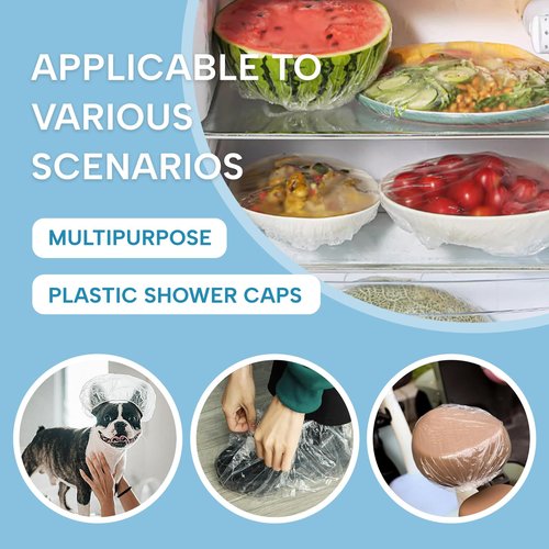 YIZIJIZI 100PCS Disposable Shower Caps, Large Thick Clear Waterproof Shower Cap for Women, large Size 20.5", Home Use, Spa, Hotel and Hair Salon, Clear Shower Caps for Travel