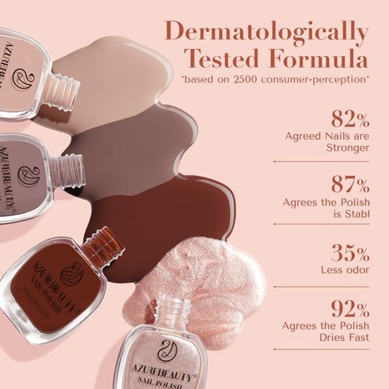 AZUREBEAUTY Nail Polish Set, 8 Colors Brown Glitter Nude Glitter Fall Winter Quick Dry Natural Vegan Nail Lacquer Strengthening Treatment Kit with Top Coat DIY Salon at Home