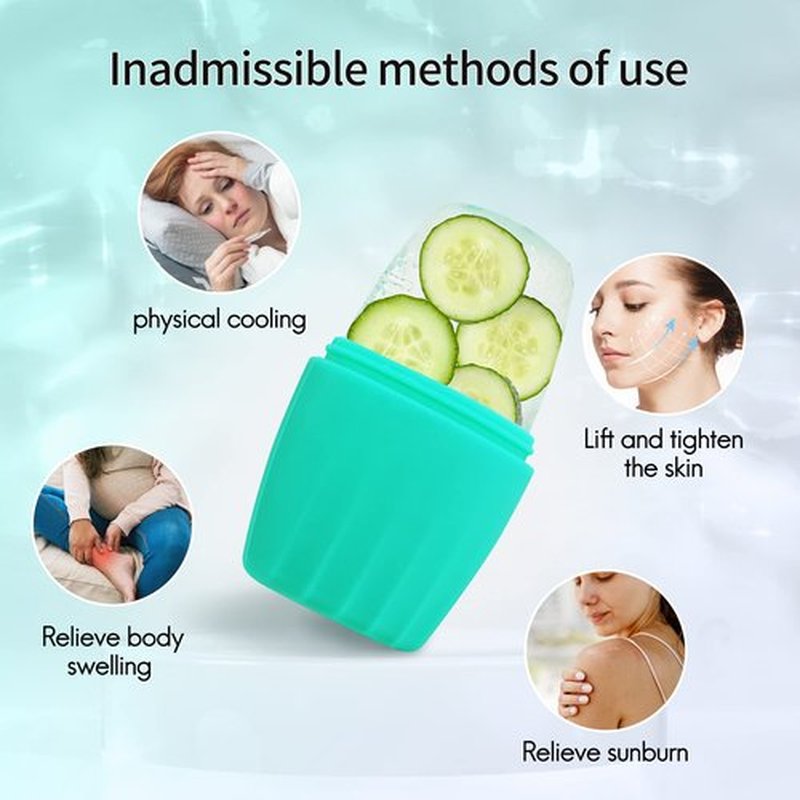 Evmliy 2Pack Ice Roller for Face, Qewro Silicone Ice Roller Facial Ice Mold to Brighten Skin Enhancing Natural Glow, Reusable Ice Roller for Face & Eye Puffiness Relief, Face Roller Skin Care Freezer
