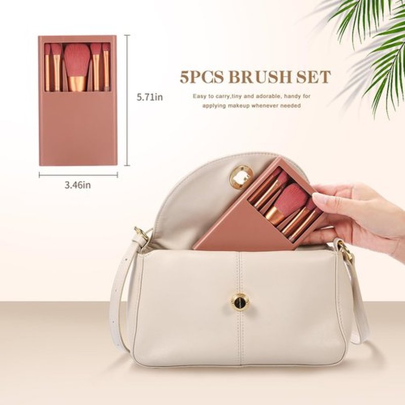 IRYCSSCE Travel Makeup Brush Set, travel make up brushes sets mini eye shadow kits small size eyeshadow case eyes makup brushed makeuo soft brushs basic cosmetic profesional tools (Bean Sand)
