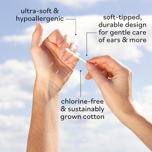 Sky Organics - Organic Cotton Swabs, 500 ct. - Ultra Soft Tips - Strong & Durable - Hypoallergenic - Chlorine Free - Sustainable - with Ebook - Natural, Vegan & Cruelty Free - Skin Care & Self Care