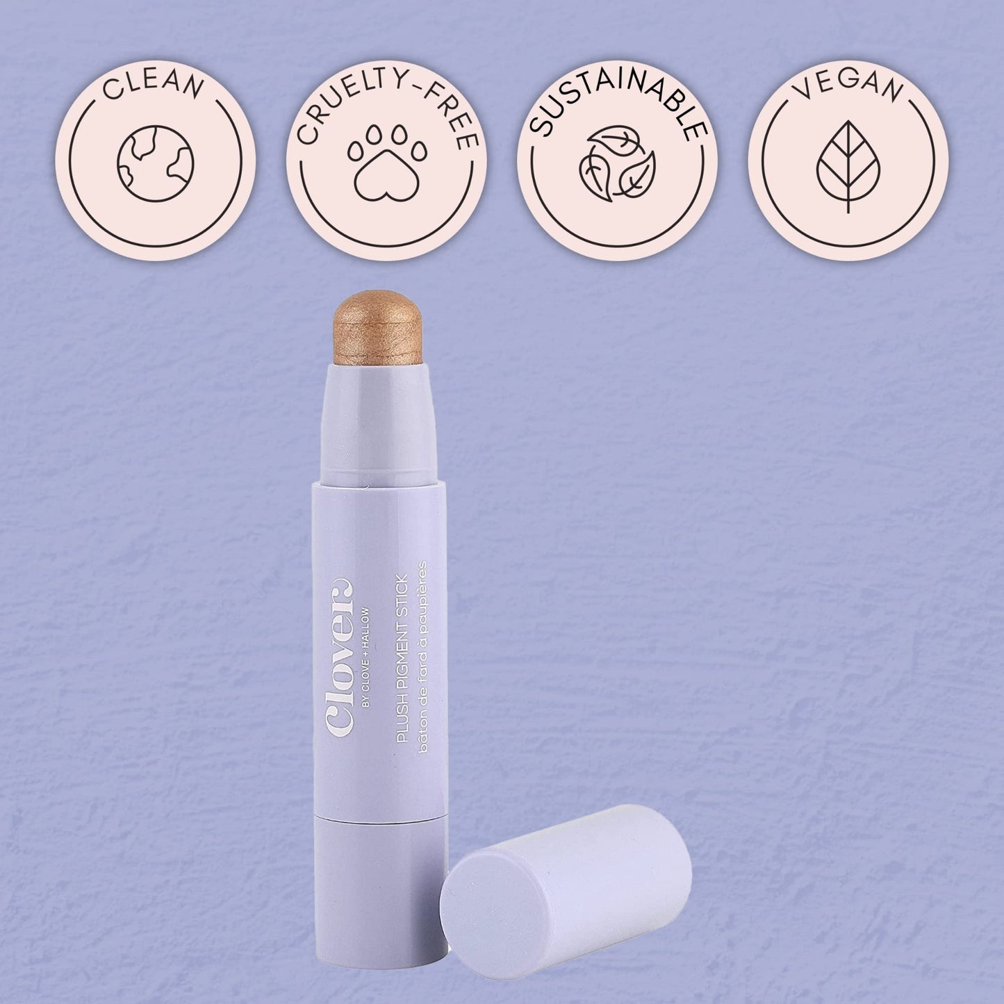 Clover Plush Pigment Cream Eyeshadow Stick | Creamy Texture, Long Lasting Eye Makeup, Less Smudge, Shimmery Eyeshadow | Cruelty-Free & Vegan Eye Makeup | Shade - Sandstone
