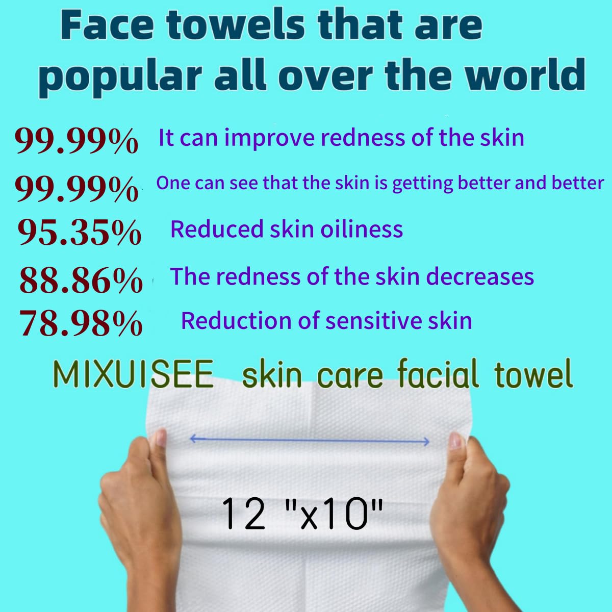 MIXUISEE-thick and soft Face Towels,Disposable face towel,100% cotton face towels, Facial towels 150% thickness. Increased size: 12 "x10", Makeup removal and cleaning. (Extra thick 60 PCS)