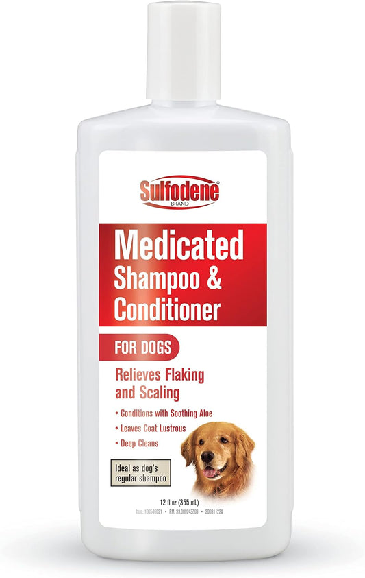 Sulfodene Medicated Dog Shampoo & Conditioner - 12oz | Soothes Skin & Reduces Itching