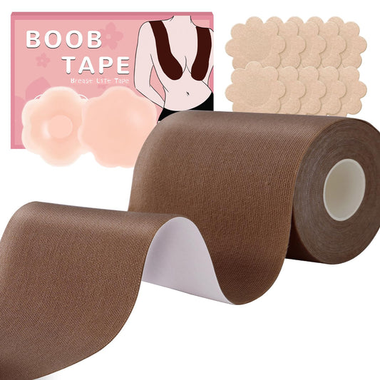 BEWTEIM Large Breast Tape, 4 inch Wide Boobtape Light Brown