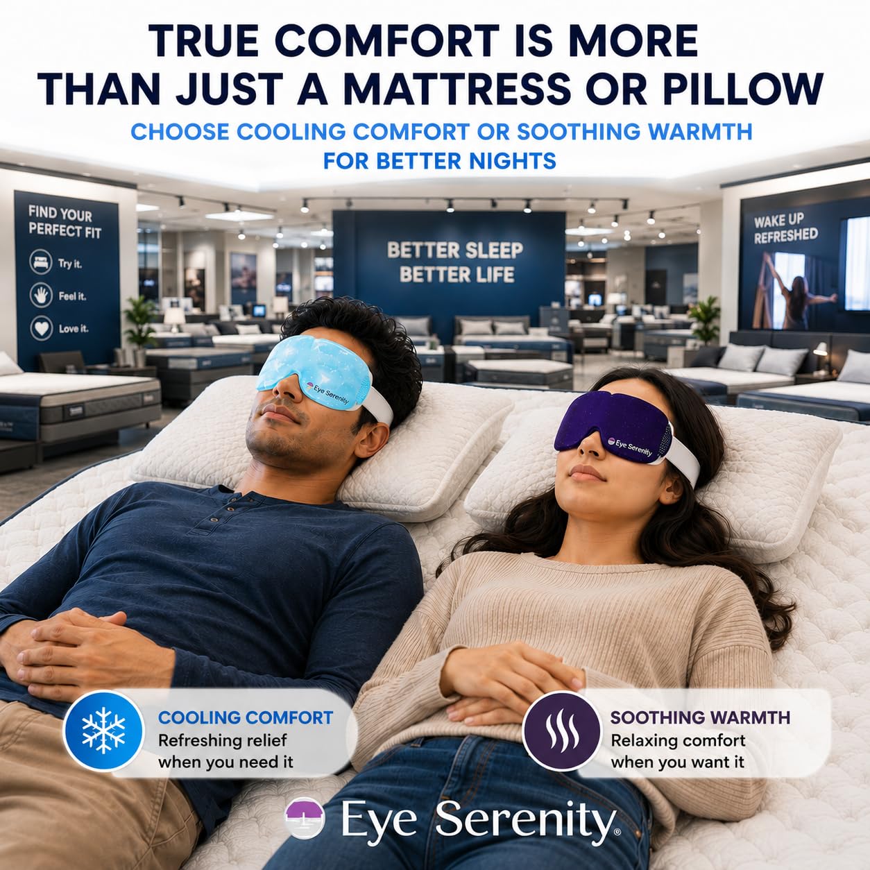 Lure Essentials Eye Serenity CHILL Self Cooling Eye Mask for Sleeping, Cooling Eye Patches for Dark Circles and Puffy Eyes, Cold Compress, Spa Relaxation and Self-care Gifts for Women & Men