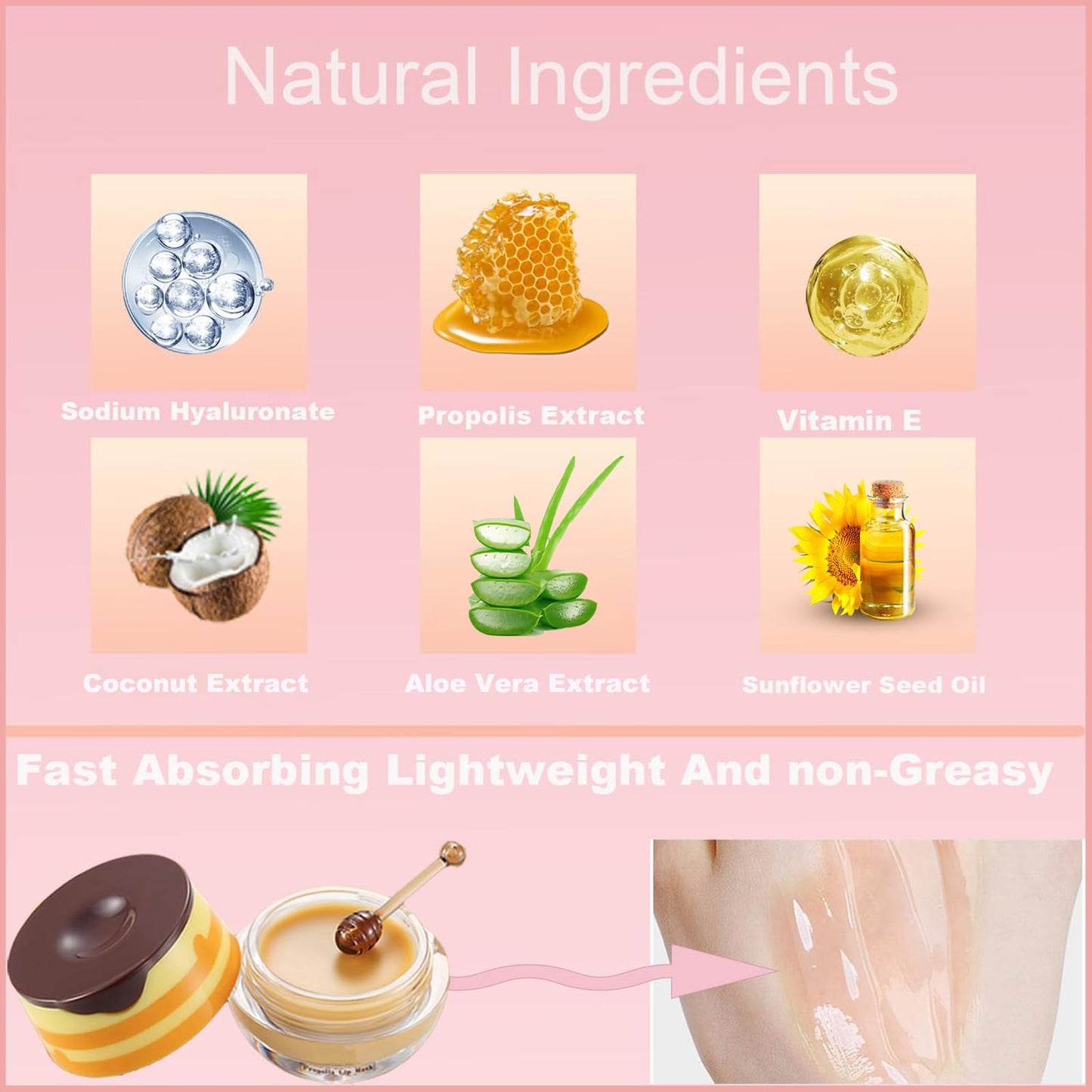 TIRDET 4 PCS Bee Lip Balm Honey Pot, Honey Coconut Aloe Vera Grape Sleeping Lip Mask Overnight with Sticks, Exfoliating Prevention Dry and Crack Lip Scrubs