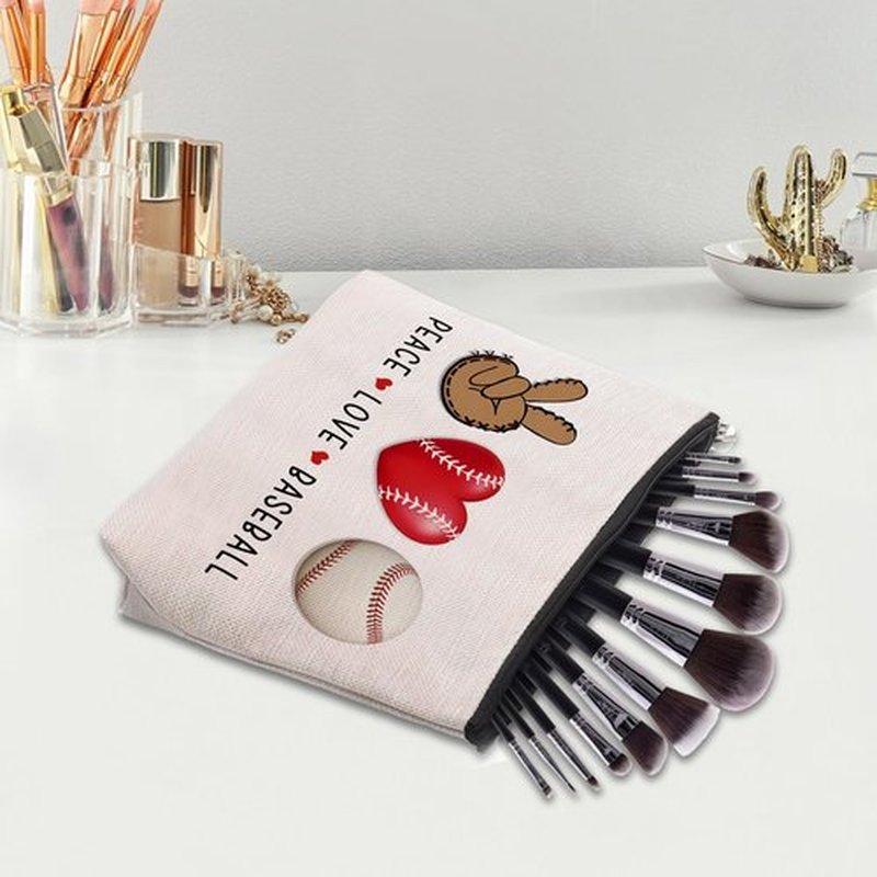CEASQVAA Baseball Gifts Makeup Cosmetic Bag for Women, Baseball Coach Gifts, Birthday Friendship Gifts Team Gifts for Baseball Lovers Players Fans