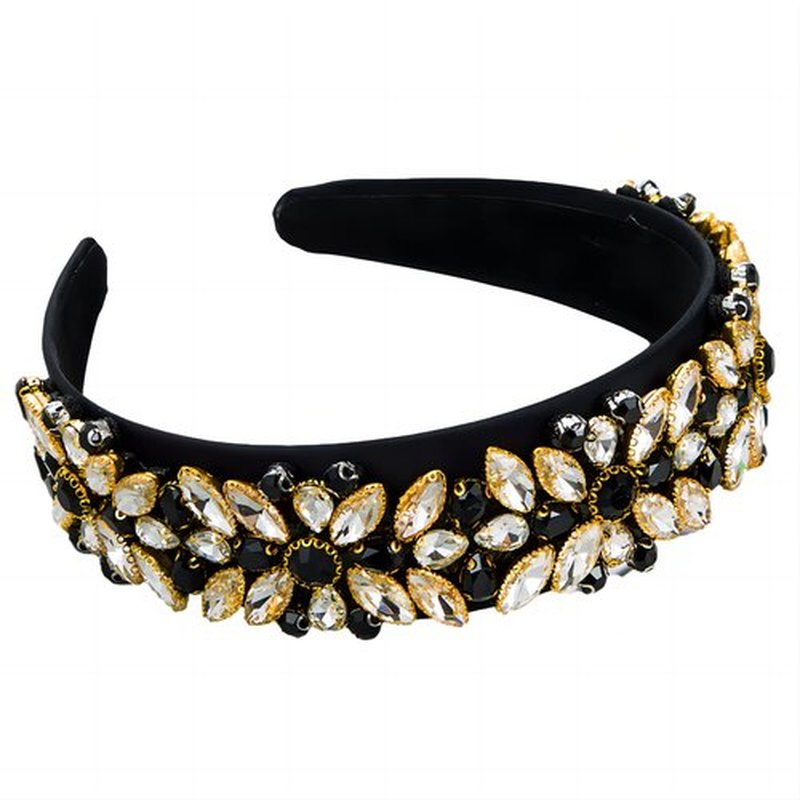 MUQINGWAN Fashion Women's Headband, Women Headband Gorgeous Retro Crystal Rhinestone Girl's Headband, Accessories For Women And Girl (black)