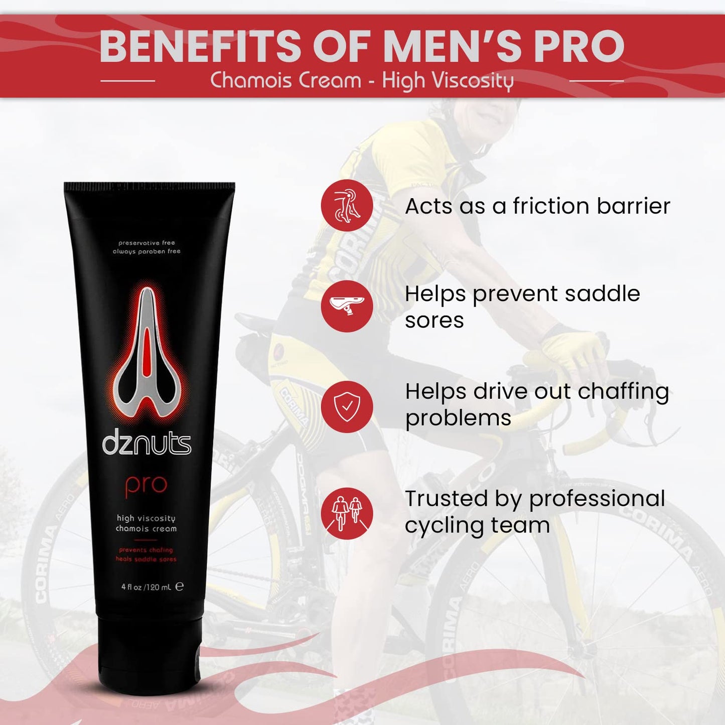 dznuts Men's Pro Chamois Cream + Cycling Socks, Anti-Chafing Cream for Saddle Sores & Inner Thigh Friction (Black or White, Color May Vary)