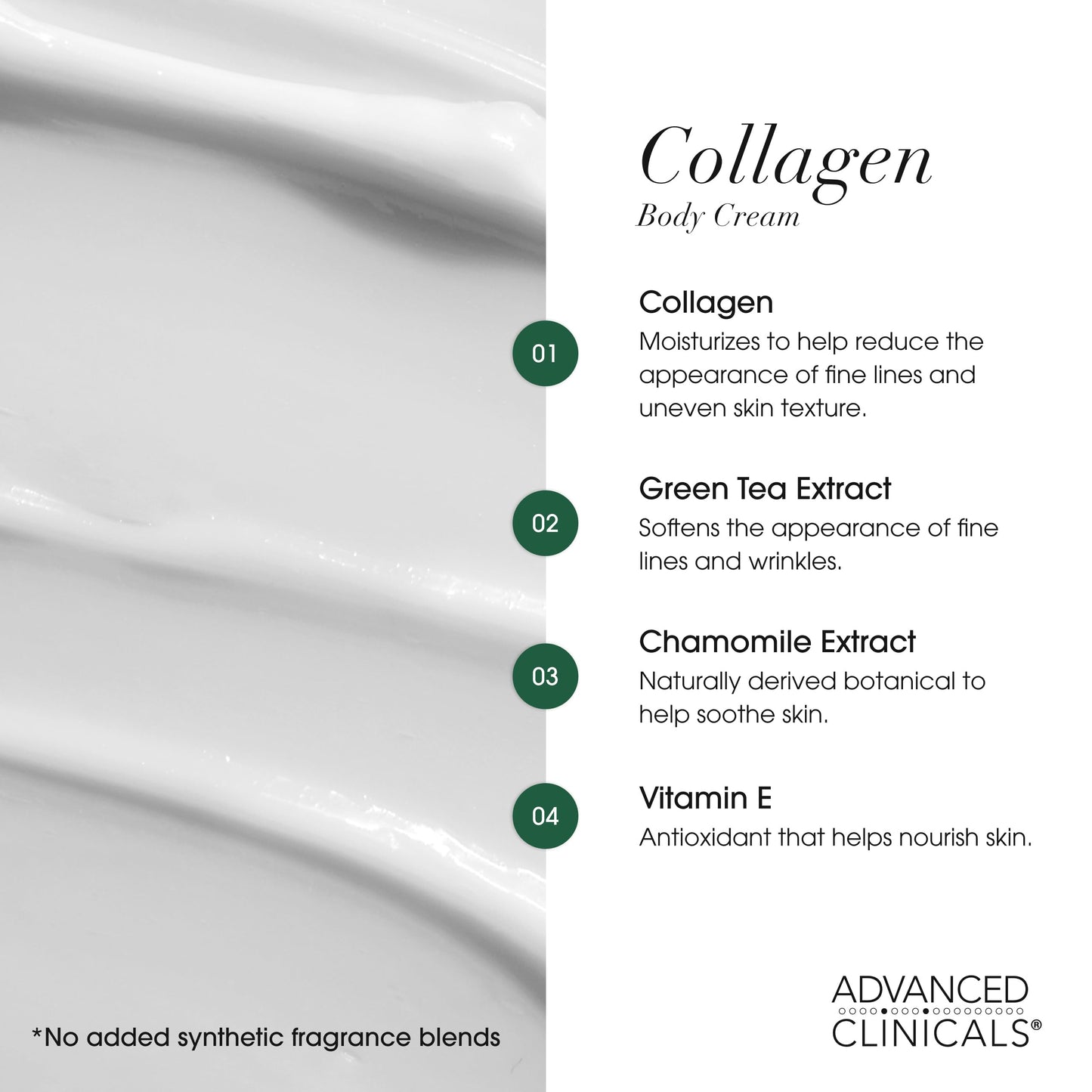 Advanced Clinicals Collagen Cream + Puffy Eye Face Serum 2pc Set | Collagen Body Lotion & Brightening Under Eye Serum | Fragrance Free | Skin Care Products, 2pc Bundle