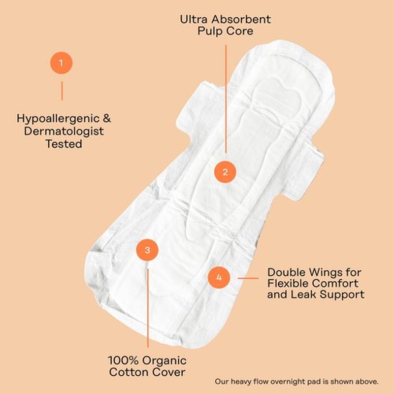 The Honey Pot Company - Herbal Pads for Women - Heavy Flow Overnight Pads w/Wings - Infused w/Essential Oils for Cooling Effect & Organic Cotton Cover - Sanitary Pads - Feminine Care - FSA - 16 ct