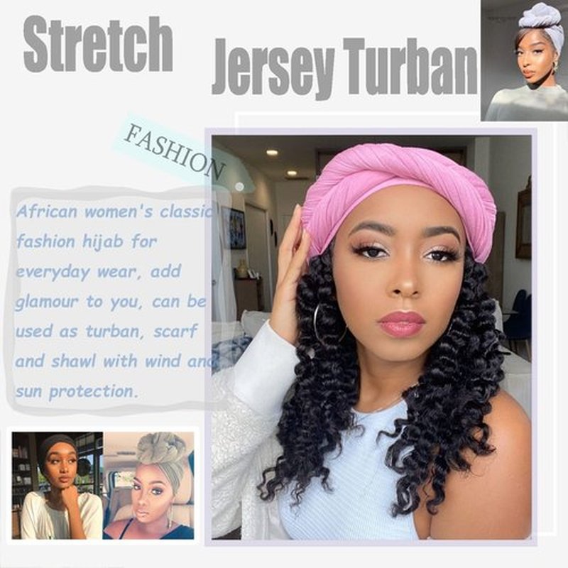ZRQ 3 Pieces Stretch Jersey Turban Head Scarf Extra Long Scarf Shawl Urban Hair Hijab Tie Soft and Breathable Easy to Knot Headwraps for Women Night Use(White,Pink.,Olive Green)