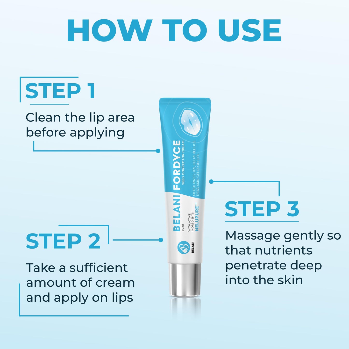 Belani Fordyce Cream - Helps Reduce Fordyce Spots, Daily Hydrating Lip Care for Dry, Chapped & Dark Sensitive Lips with Sunflower Oil, Lotus Extract & Shea Butter (0.7 Oz)